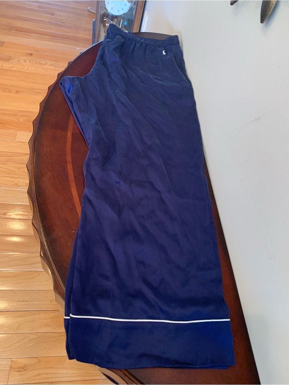 NWOT Polo by Ralph Lauren Navy Blue Lounge Pants with White Trim 93% Silk